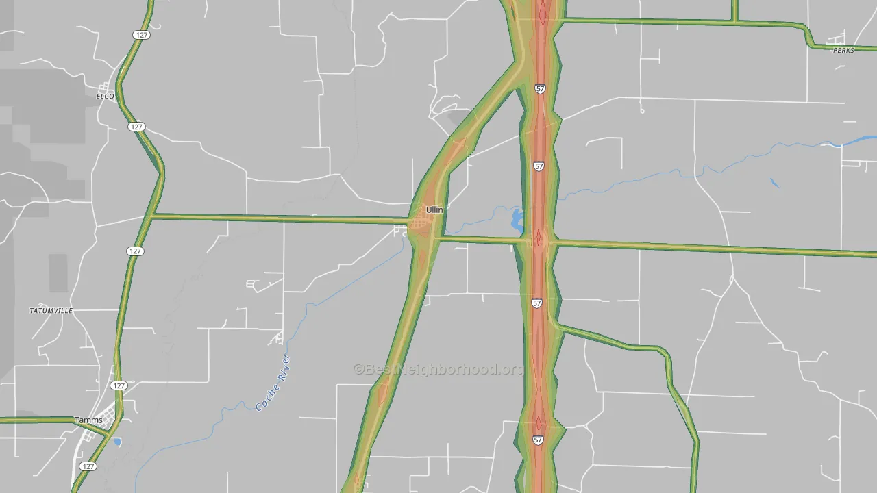Ullin, IL Map of Noise Levels in Ullin