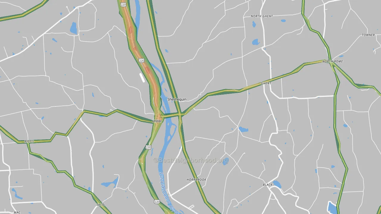 Ulster, PA Map of Noise Levels in Ulster