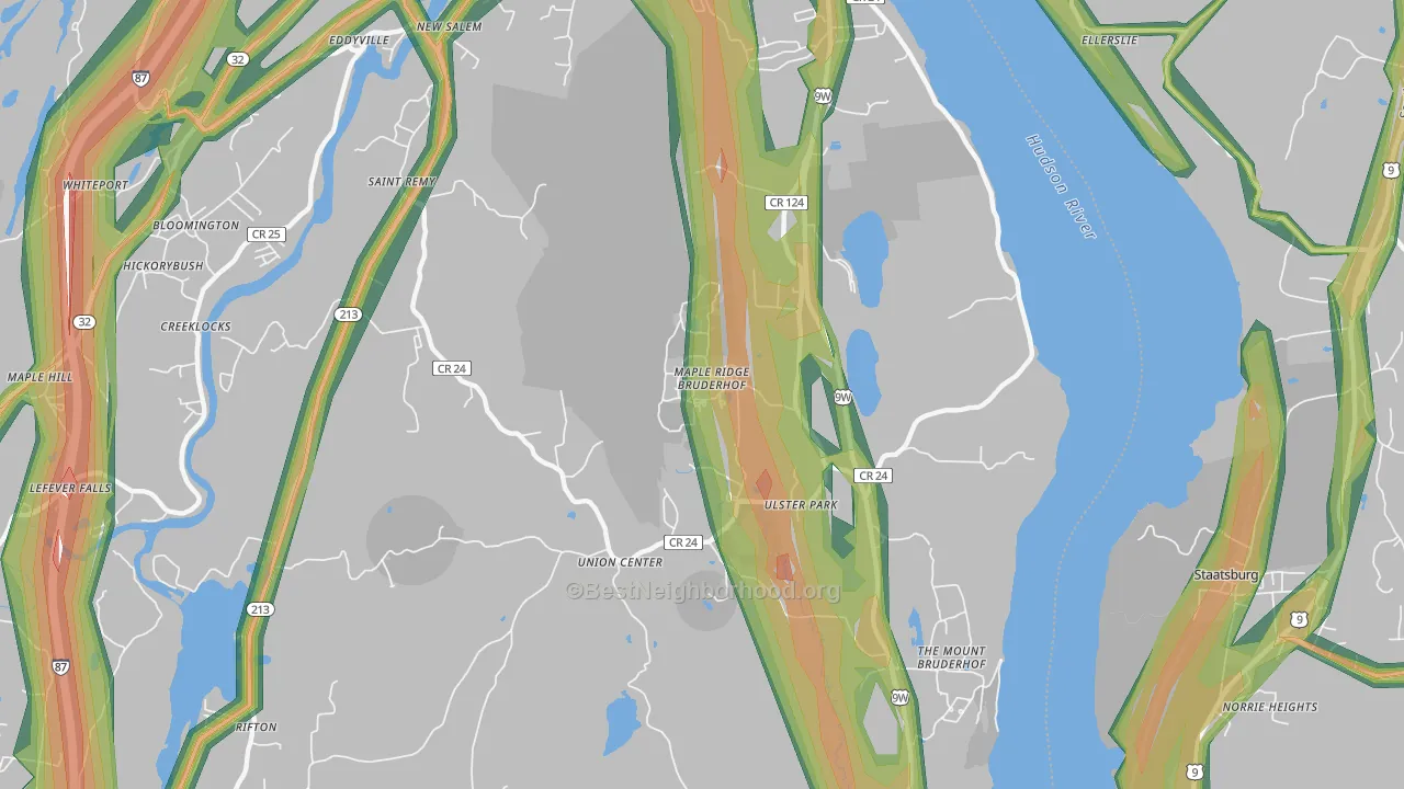Ulster Park, NY Map of Noise Levels in Ulster Park