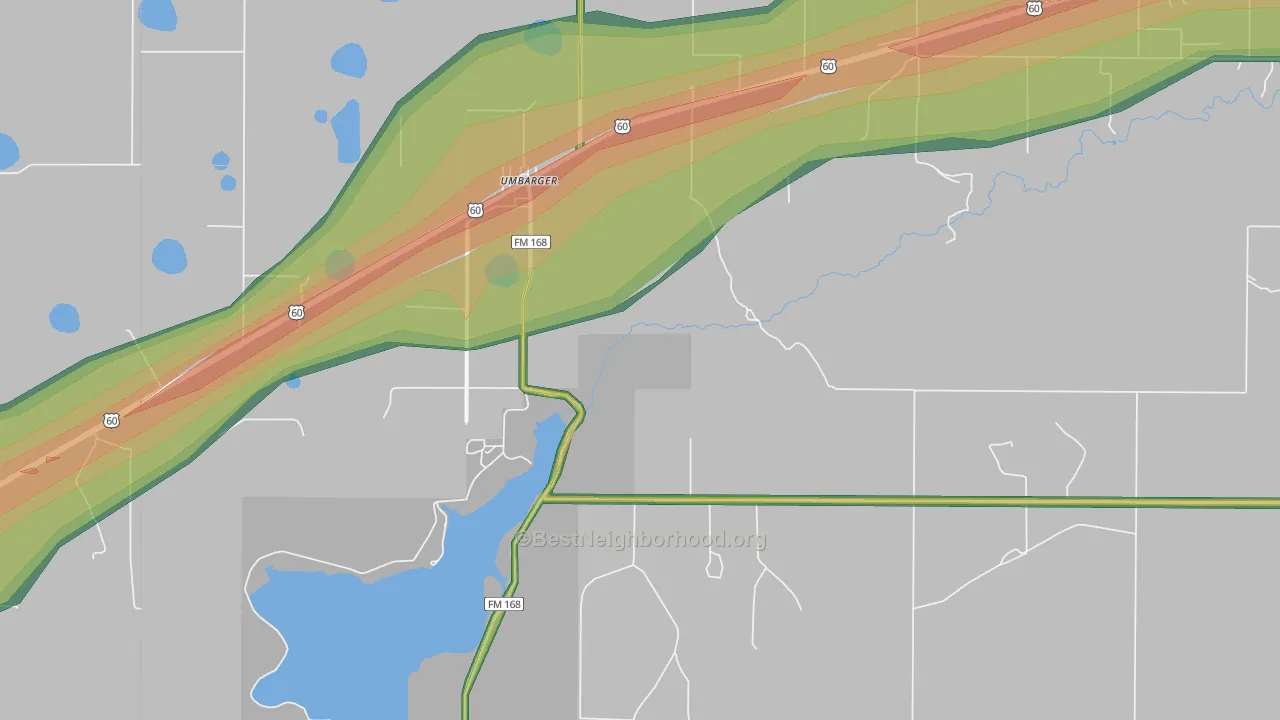 Umbarger, TX Map of Noise Levels in Umbarger