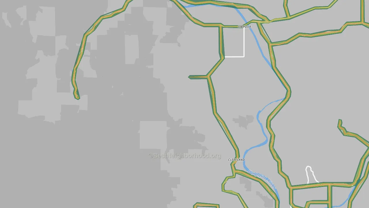 Umpqua, OR Map of Noise Levels in Umpqua