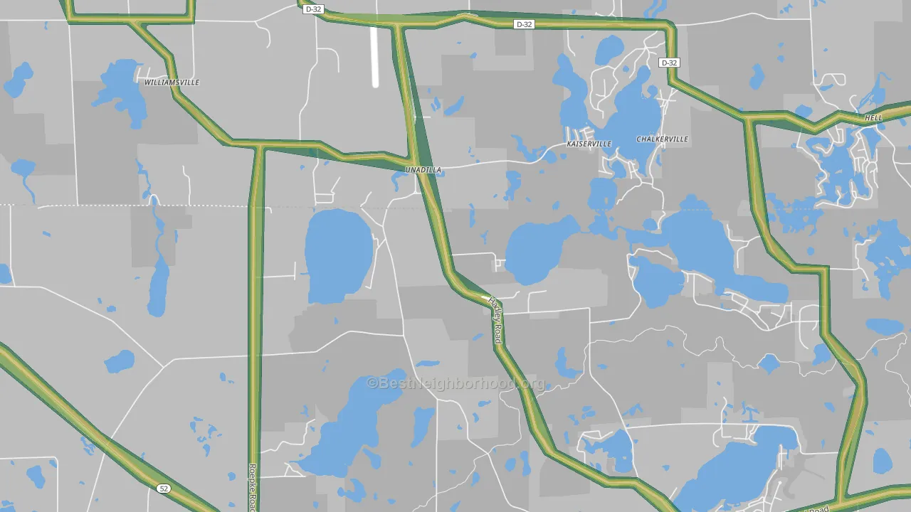 Unadilla, MI Map of Noise Levels in Unadilla