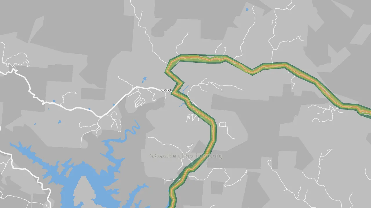 Unaka, NC Map of Noise Levels in Unaka