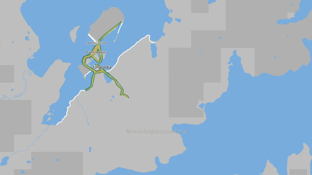 Unalaska, AK Map of Noise Levels in Unalaska