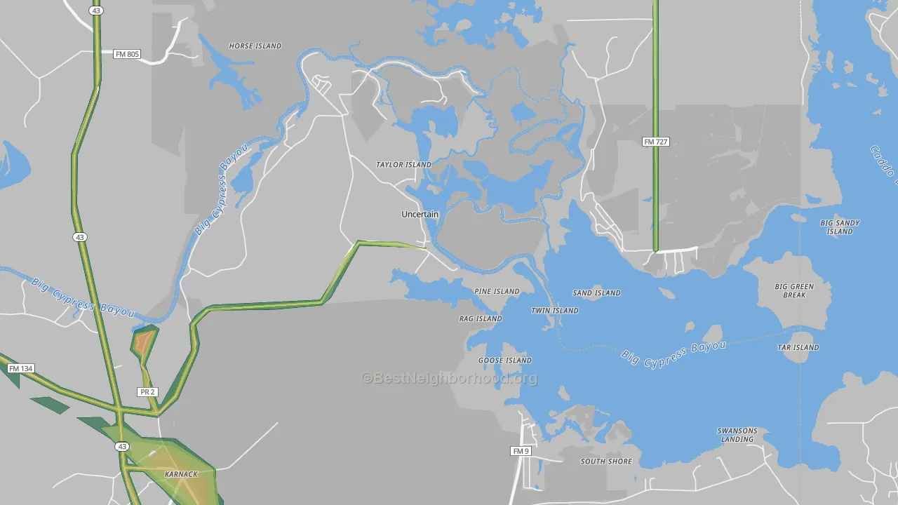 Uncertain, TX Map of Noise Levels in Uncertain
