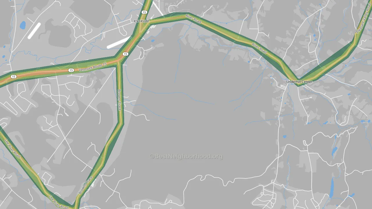 Underhill Center, VT Map of Noise Levels in Underhill Center