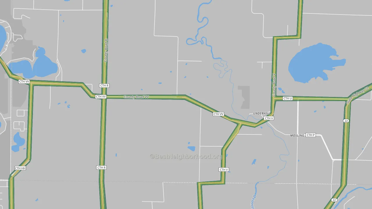 Underhill, WI Map of Noise Levels in Underhill