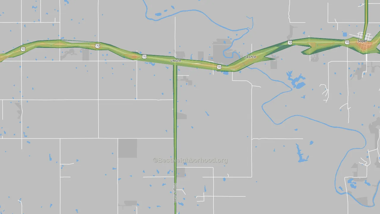 Unger, OK Map of Noise Levels in Unger