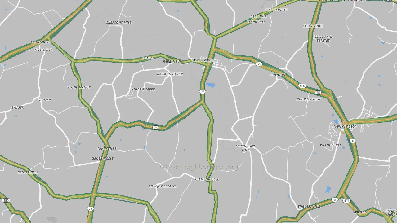 Union Bridge, MD Map of Noise Levels in Union Bridge