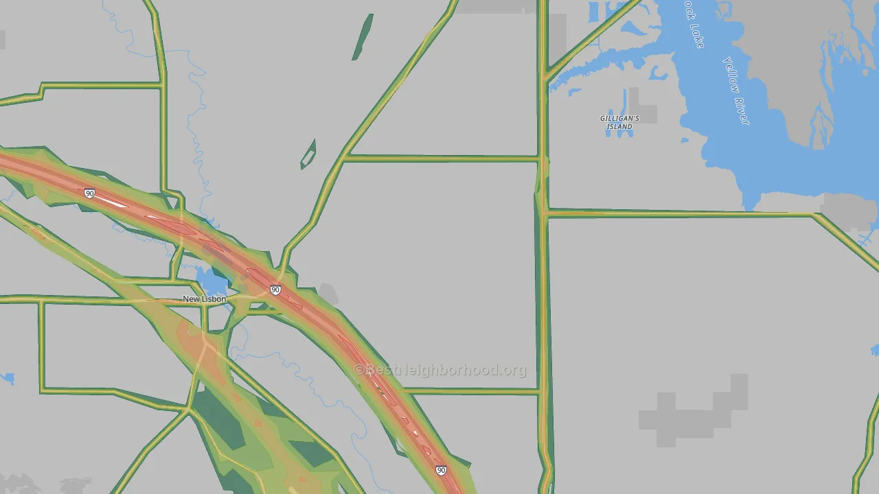 Union Center, WI Map of Noise Levels in Union Center