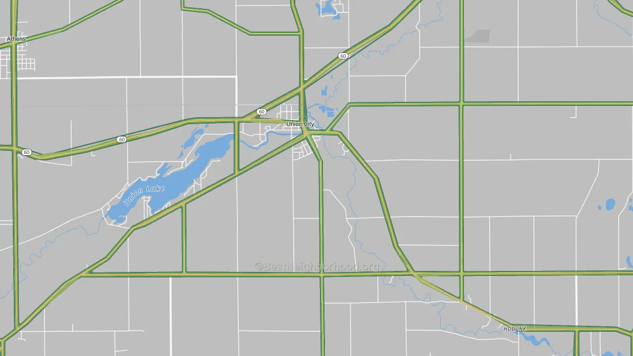 Union City, MI Map of Noise Levels in Union City