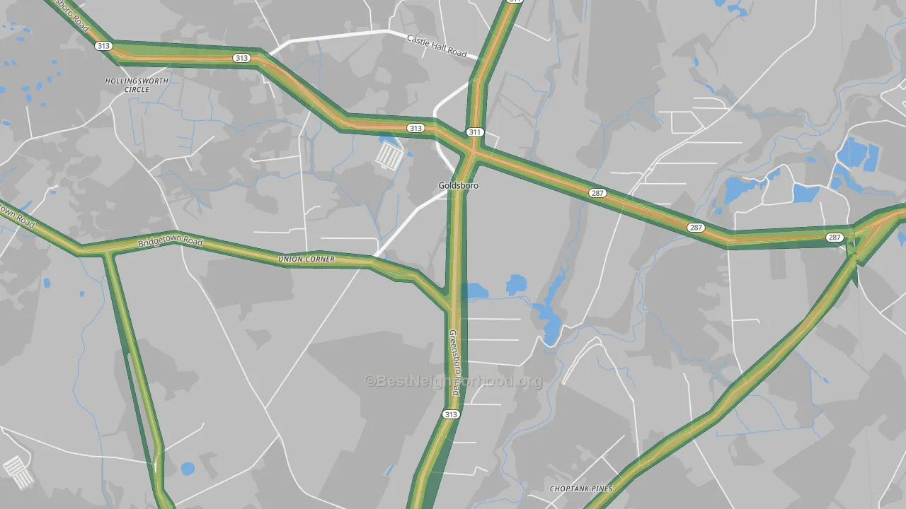 Union Corner, MD Map of Noise Levels in Union Corner