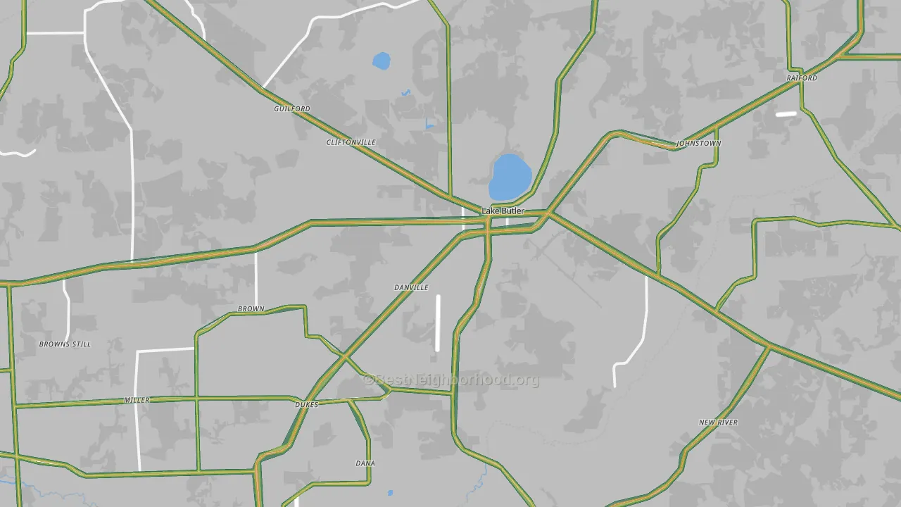 Union County, FL Map of Noise Levels in Union County