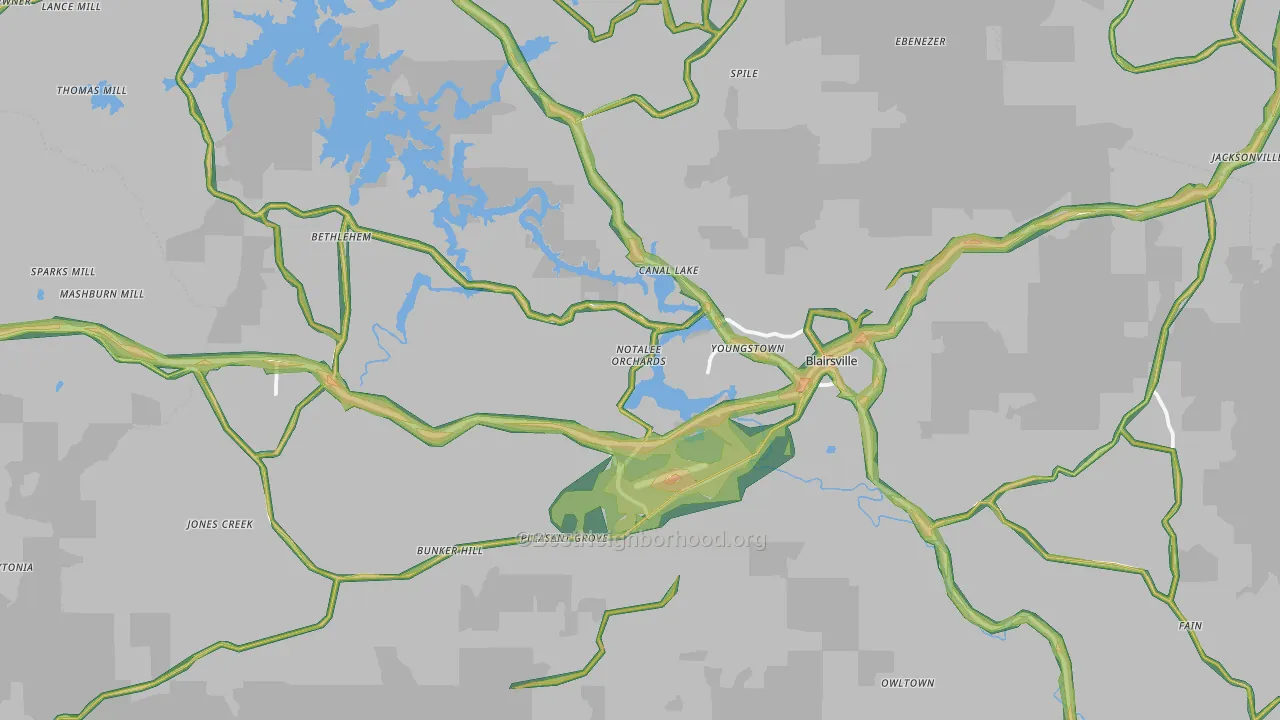 Union County, GA Map of Noise Levels in Union County