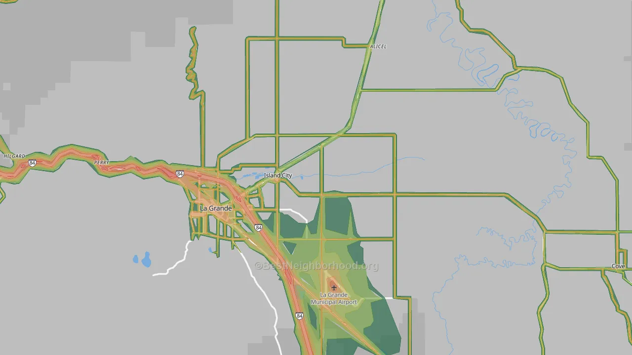 Union County, OR Map of Noise Levels in Union County