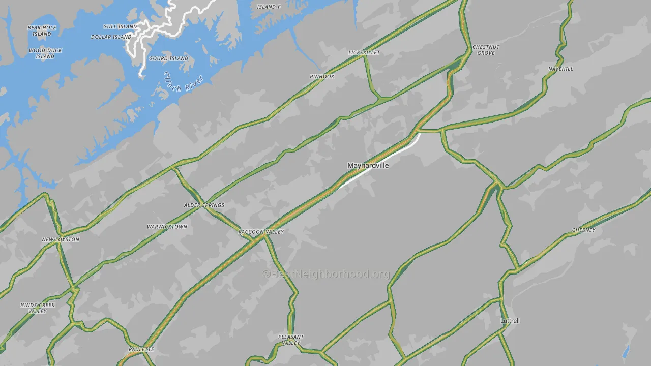 Union County, TN Map of Noise Levels in Union County