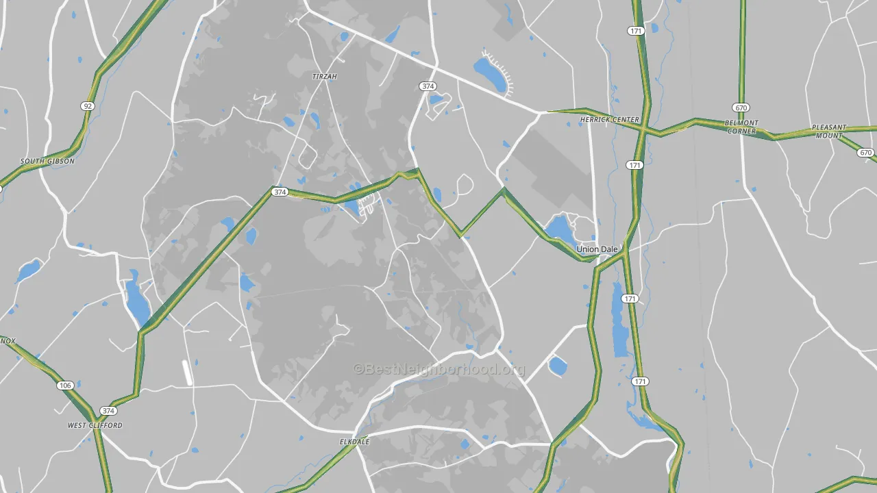 Union Dale, PA Map of Noise Levels in Union Dale