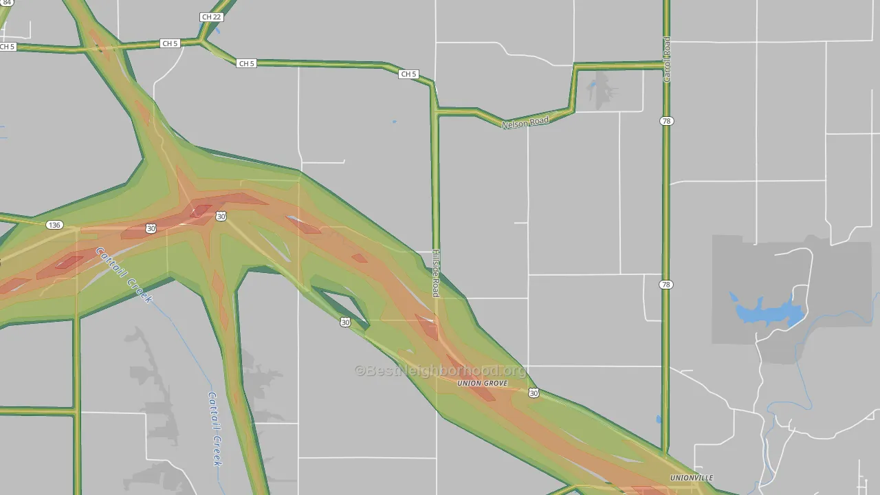 Union Grove, IL Map of Noise Levels in Union Grove