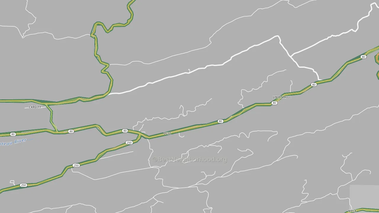 Union Hill, AR Map of Noise Levels in Union Hill