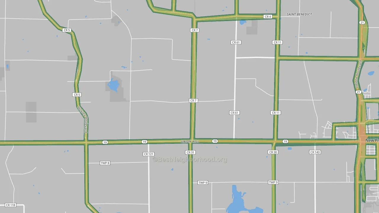 Union Hill, MN Map of Noise Levels in Union Hill