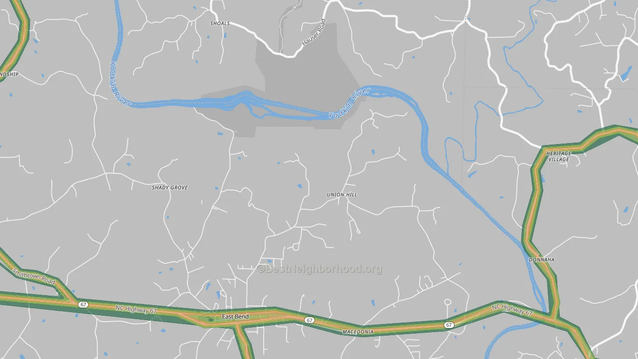 Union Hill, NC Map of Noise Levels in Union Hill
