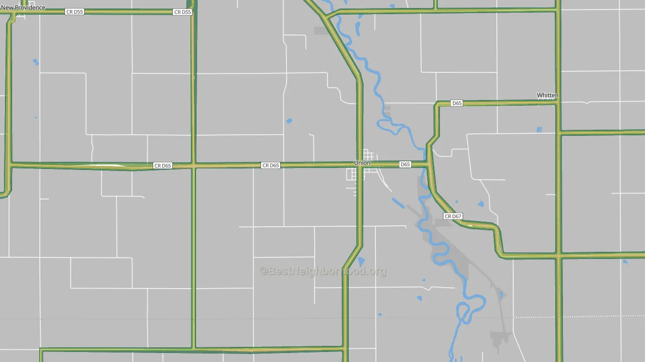 Union, IA Map of Noise Levels in Union
