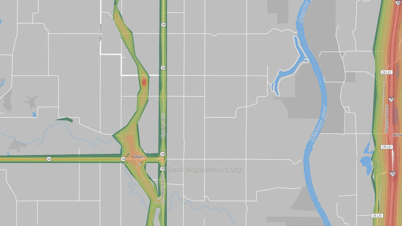 Union, NE Map of Noise Levels in Union