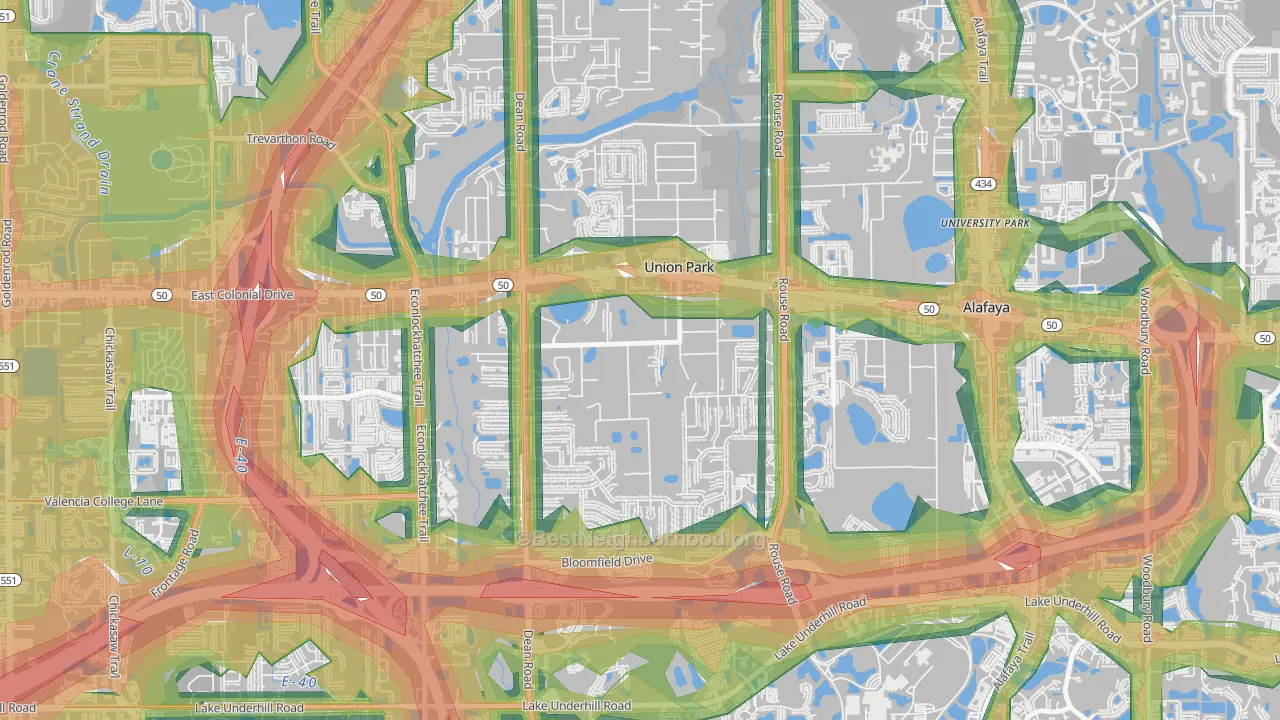 Union Park, FL Map of Noise Levels in Union Park