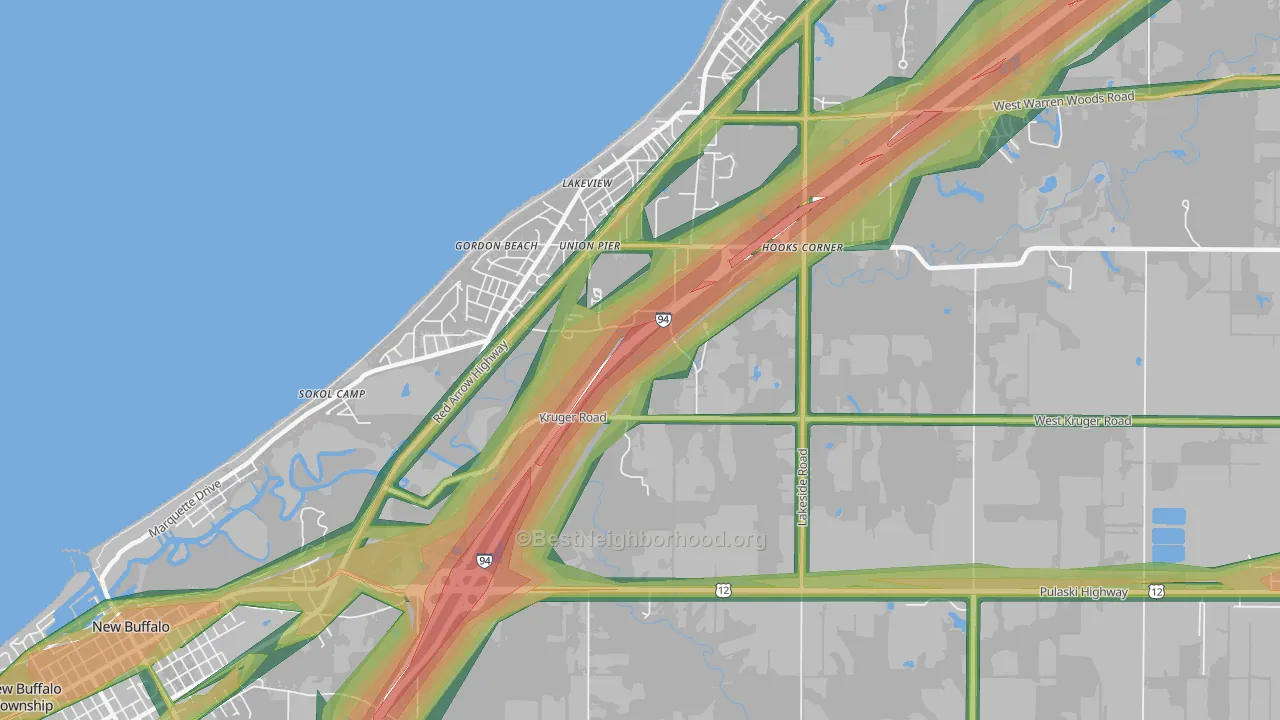 Union Pier, MI Map of Noise Levels in Union Pier