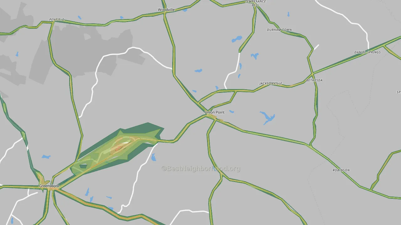 Union Point, GA Map of Noise Levels in Union Point
