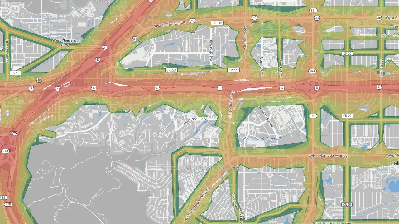 Union Square, Lakewood, CO Map of Noise Levels in Union Square