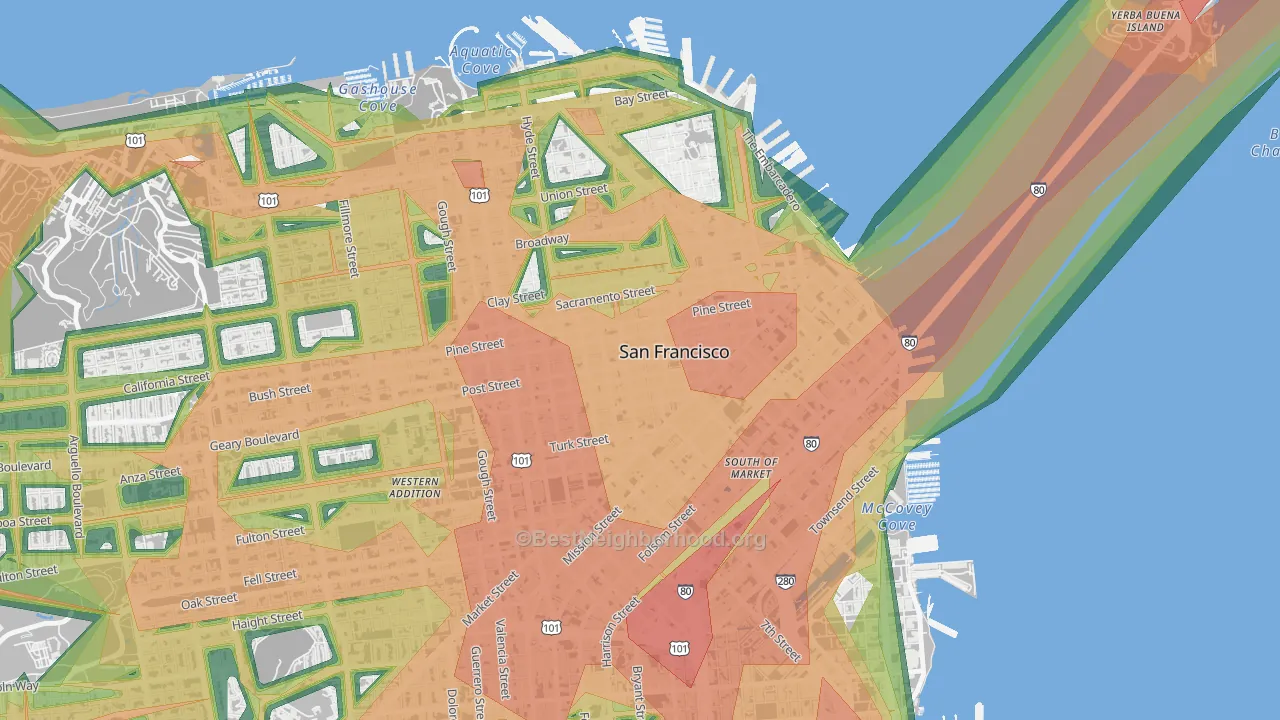 Union Square, San Francisco, CA Map of Noise Levels in Union Square