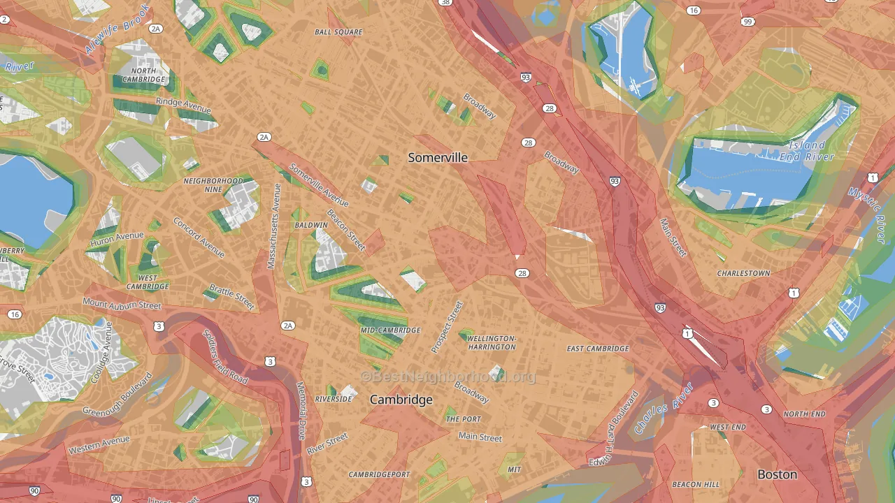 Union Square, Somerville, MA Map of Noise Levels in Union Square