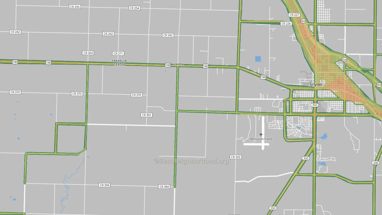 Union, TX Map of Noise Levels in Union