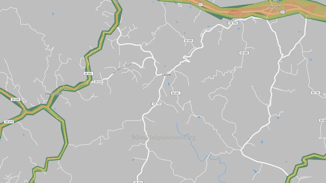 Union, VA Map of Noise Levels in Union