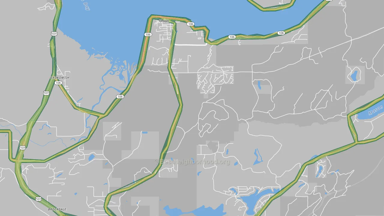 Union, WA Map of Noise Levels in Union