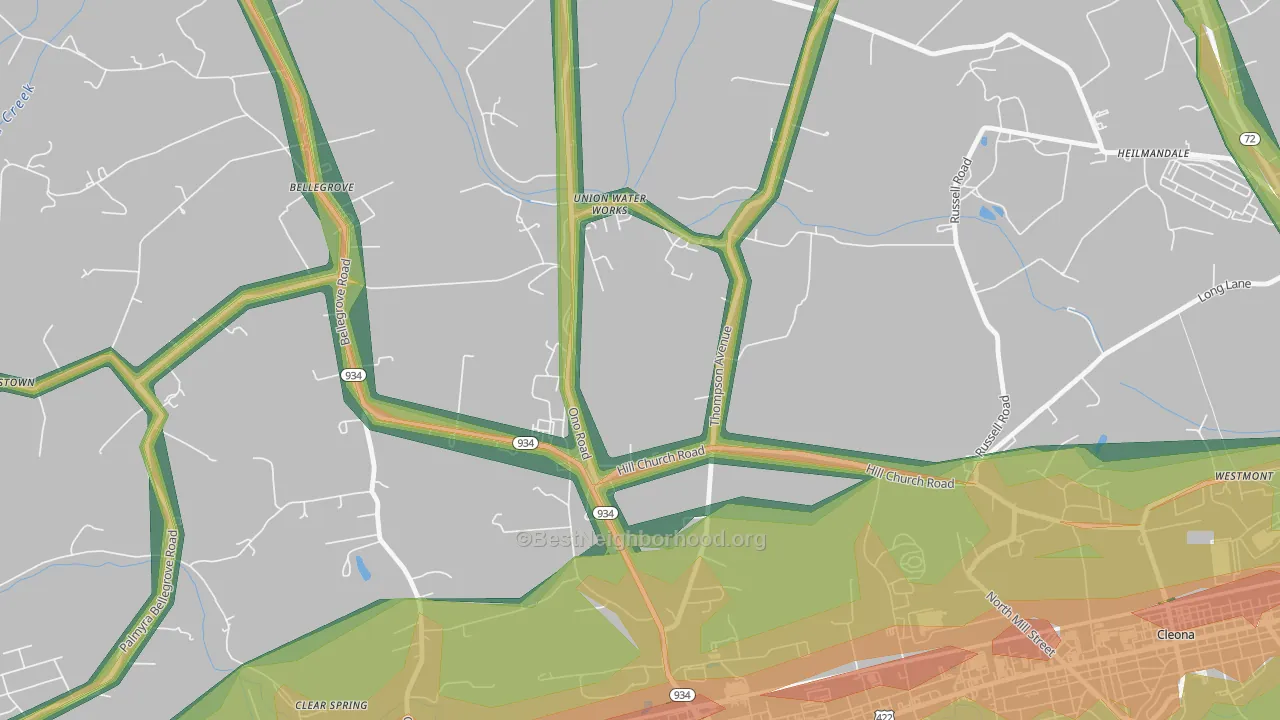 Union Water Works, PA Map of Noise Levels in Union Water Works