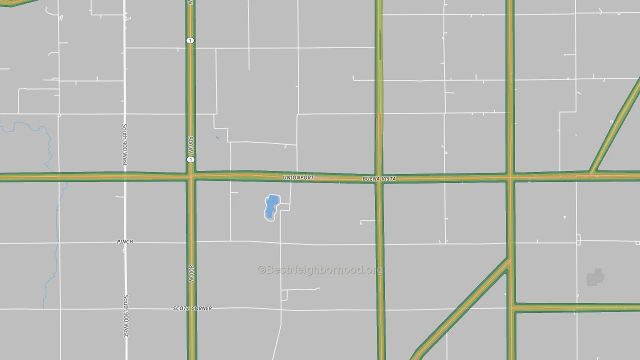 Unionport, IN Map of Noise Levels in Unionport