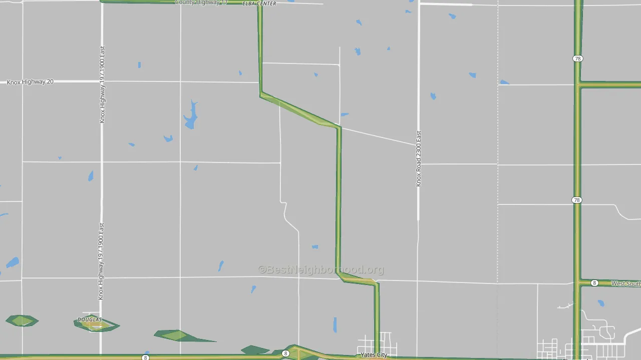Uniontown, IL Map of Noise Levels in Uniontown