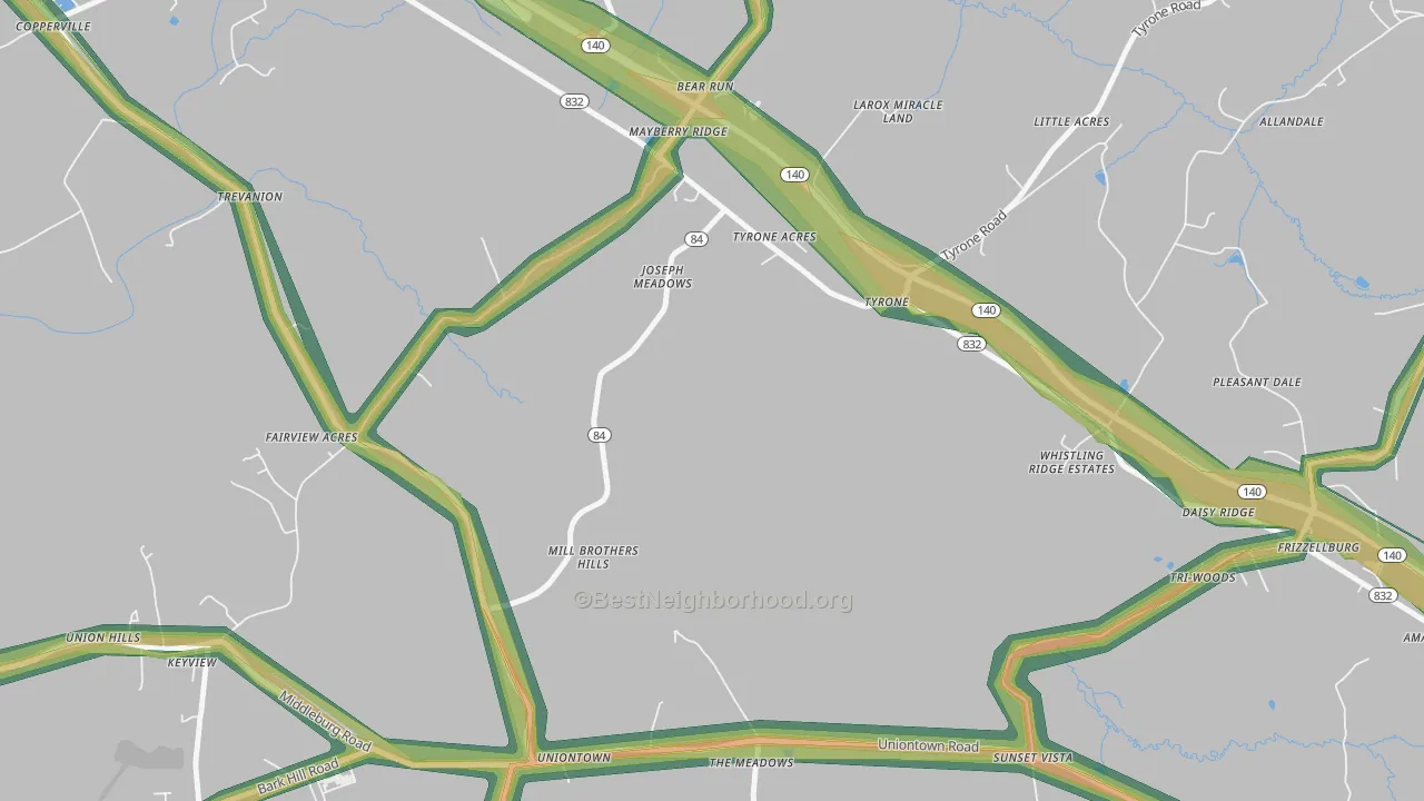 Uniontown, MD Map of Noise Levels in Uniontown