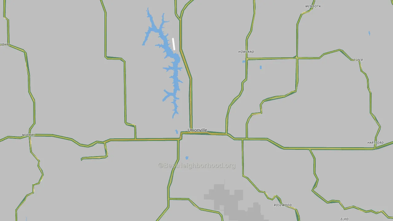 Unionville, MO Map of Noise Levels in Unionville
