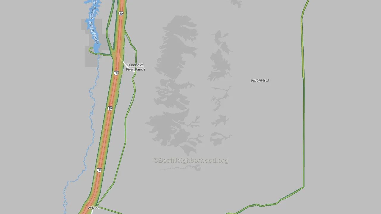 Unionville, NV Map of Noise Levels in Unionville