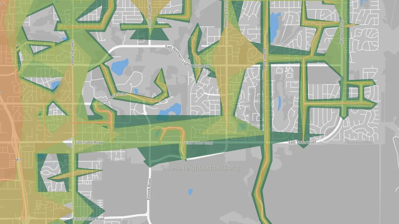 University Area, Anchorage, AK Map of Noise Levels in University Area