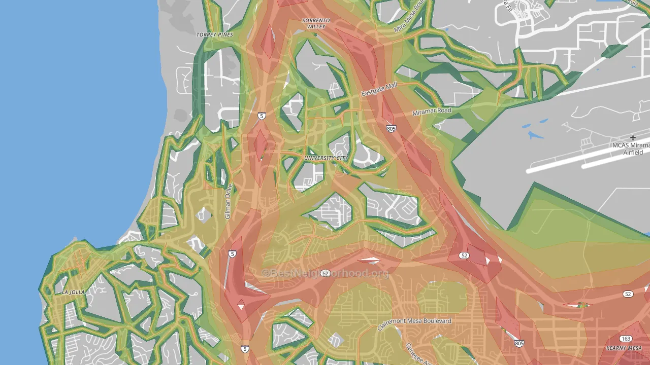 University City, San Diego, CA Map of Noise Levels in University City