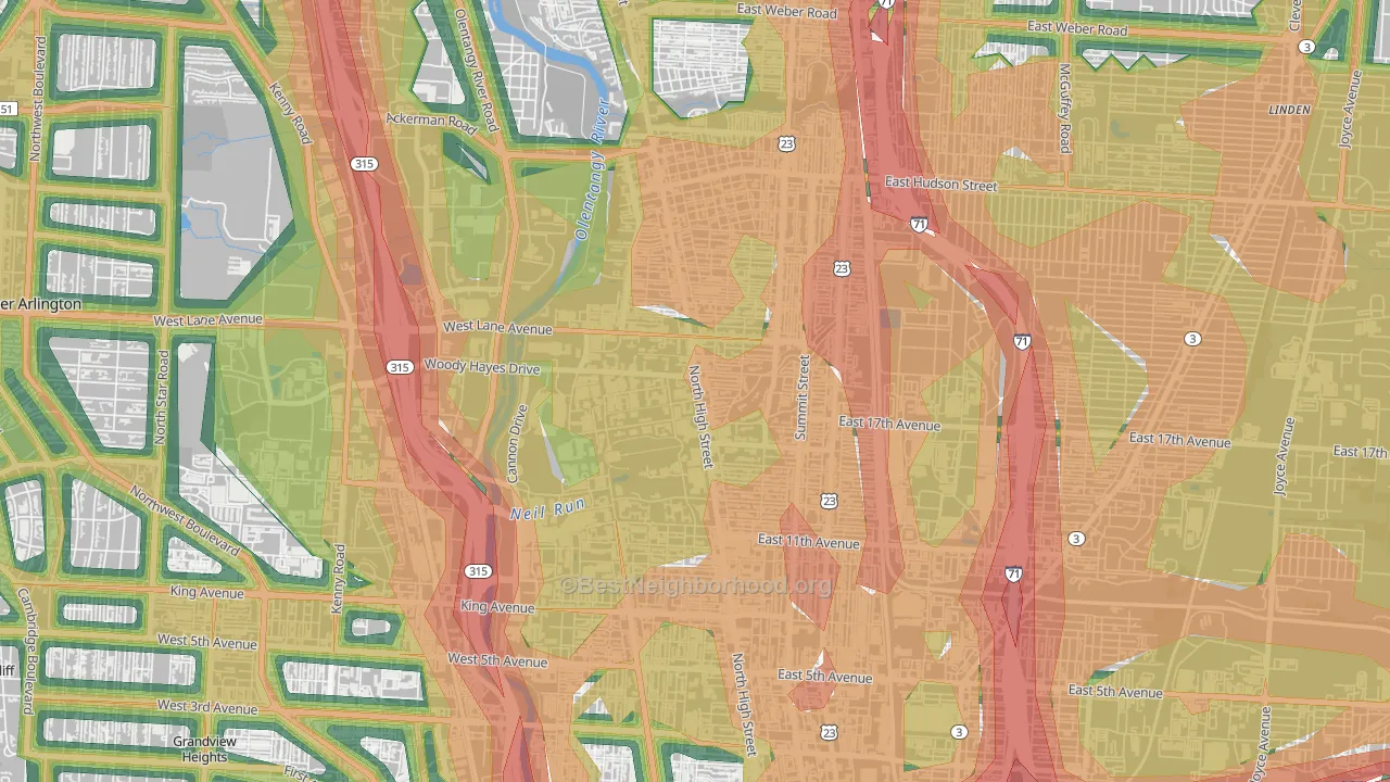 University, Columbus, OH Map of Noise Levels in University