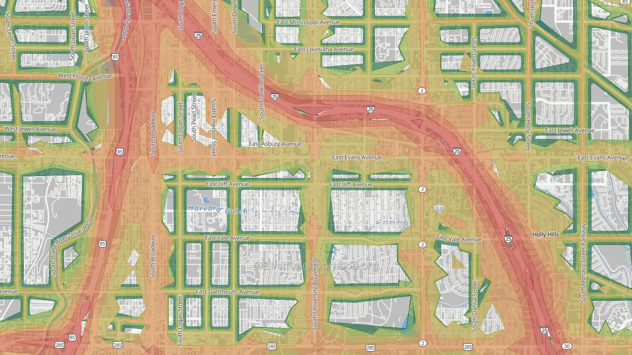 University, Denver, CO Map of Noise Levels in University