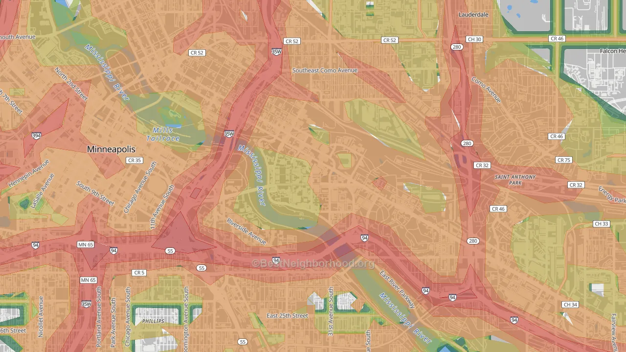 University District, Minneapolis, MN Map of Noise Levels in University District