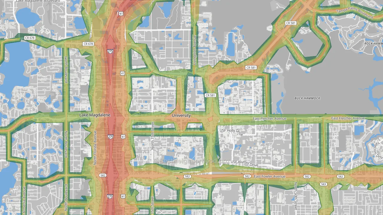 University, FL Map of Noise Levels in University