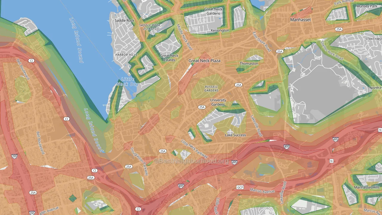 University Gardens, Great Neck, NY Map of Noise Levels in University Gardens