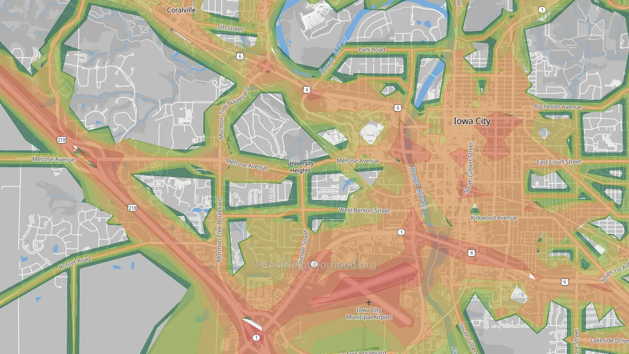 University Heights, IA Map of Noise Levels in University Heights